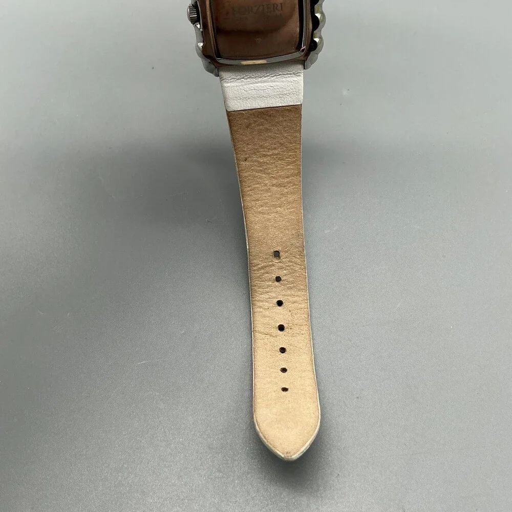 Forzieri Italiana Womens Watch 34mm Silver Tone Leather Crystals New Battery